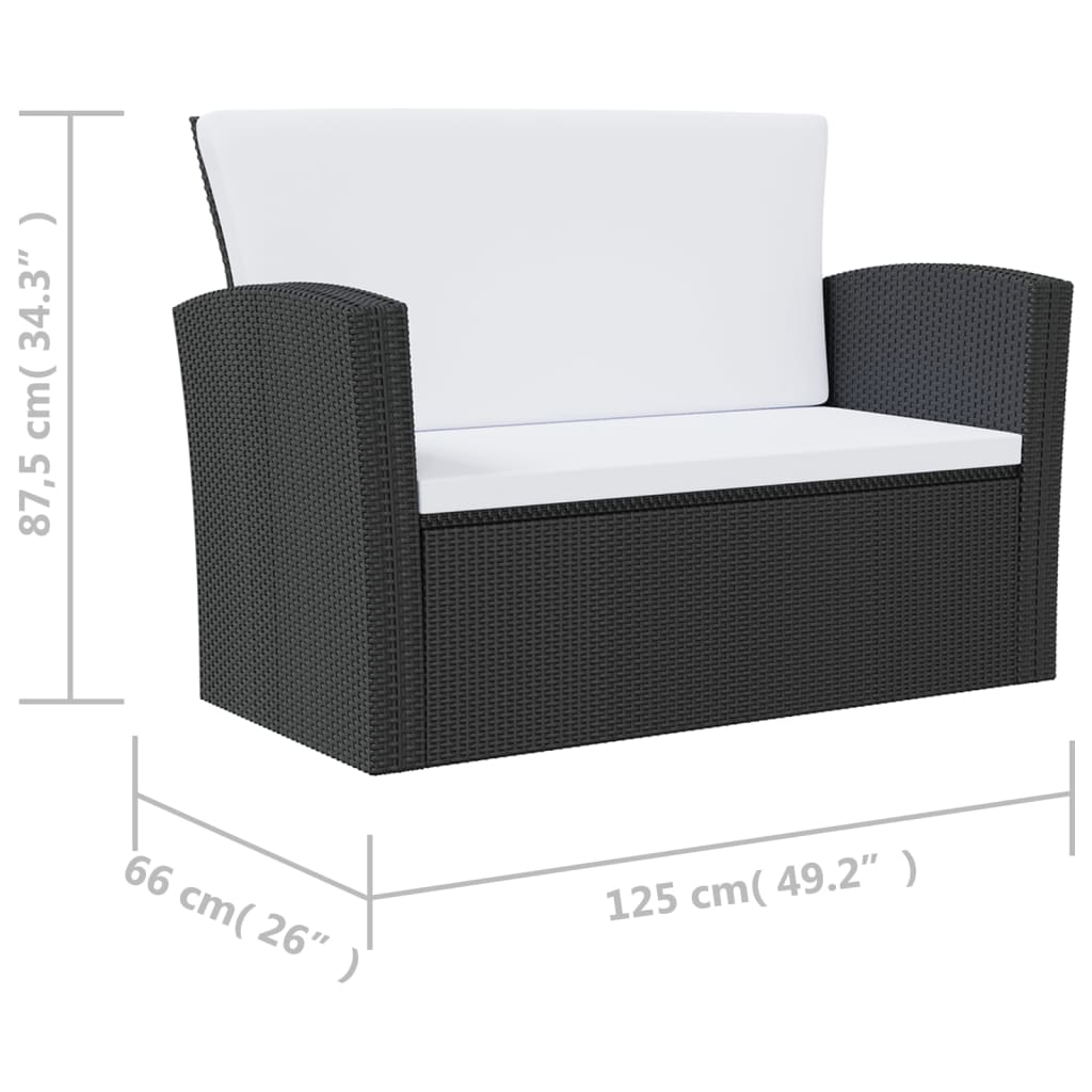 8-tlg. Garten-Lounge-Set mit Auflagen Poly Rattan Schwarz